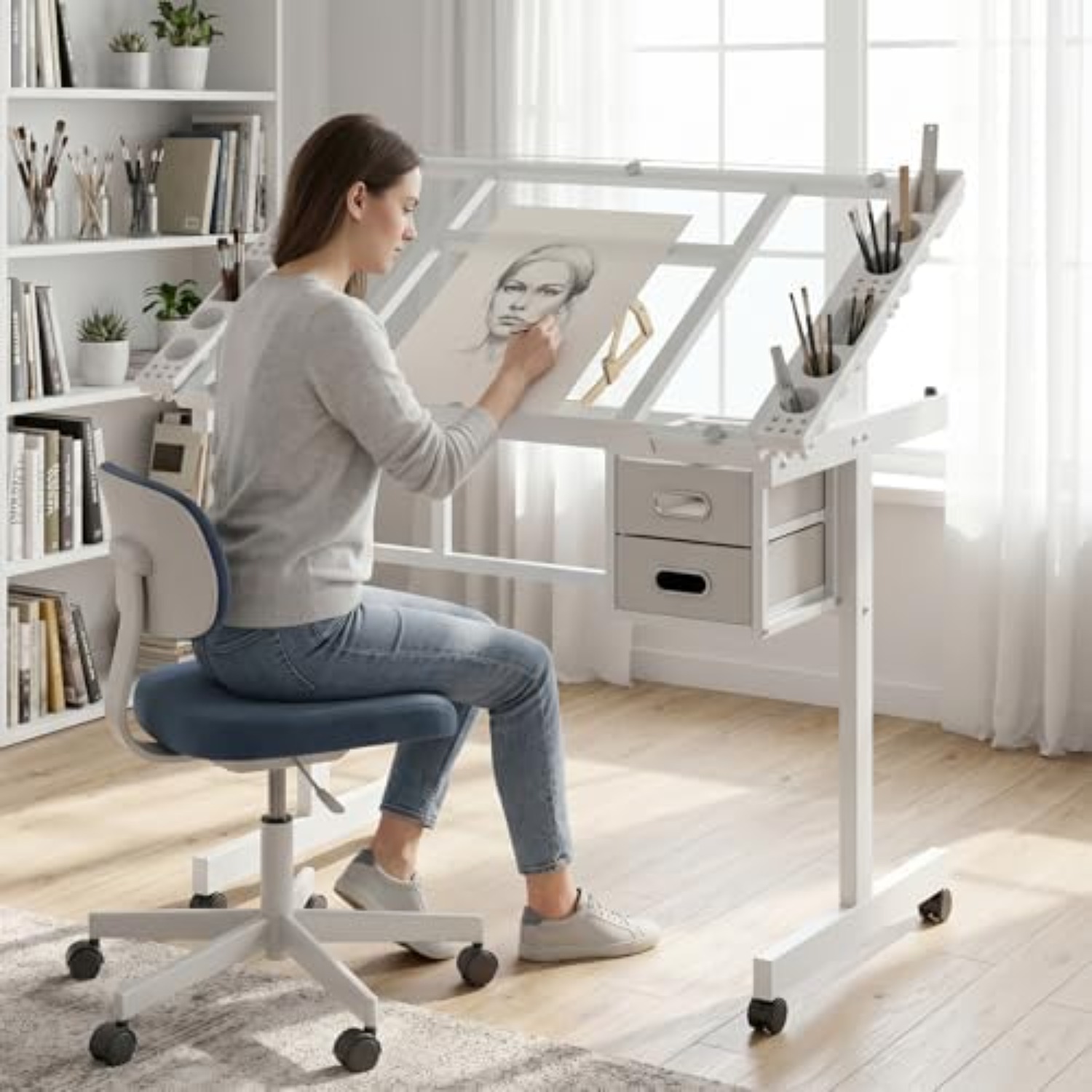 Art Craft Usa - Tekerlekli Çizim Masası, Boyama Masası, Sanat
