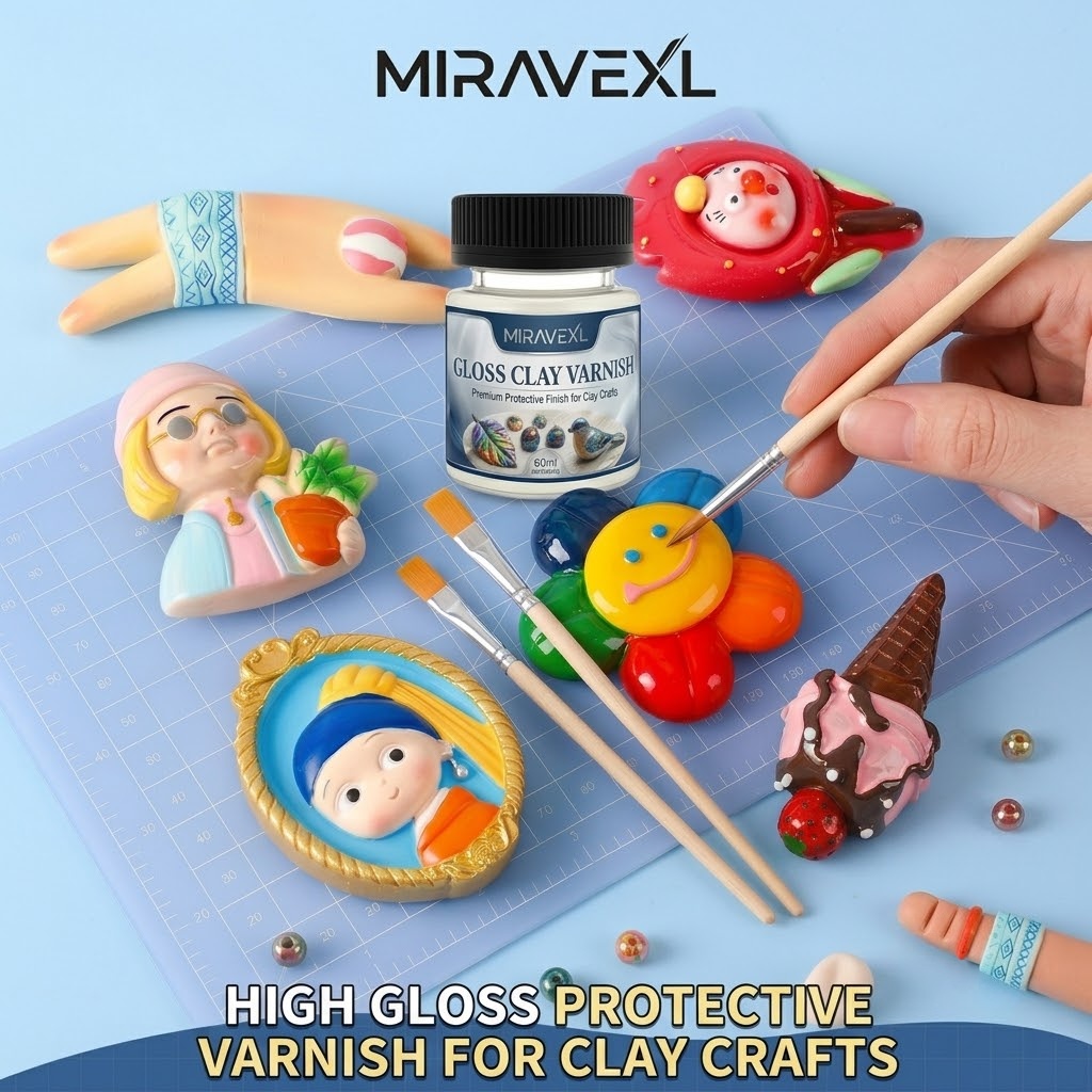 Air Dry Clay - Yüksek Parlaklıkta Kil Cilası, 2 Fırça