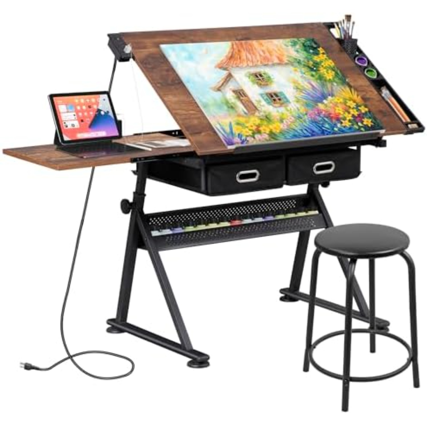 Art Craft Usa - Ayarlanabilir Çizim Masası ve Taburesi, Depolama
