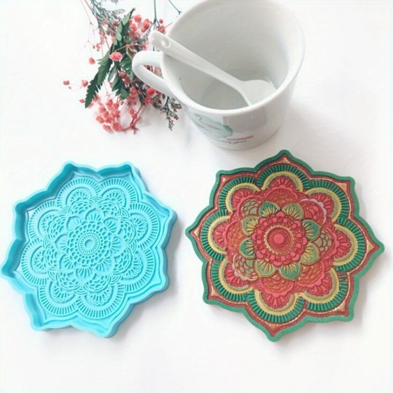 Art Craft Flower - Mandala Coaster silikon kalıp Yuvarlak Tepsi