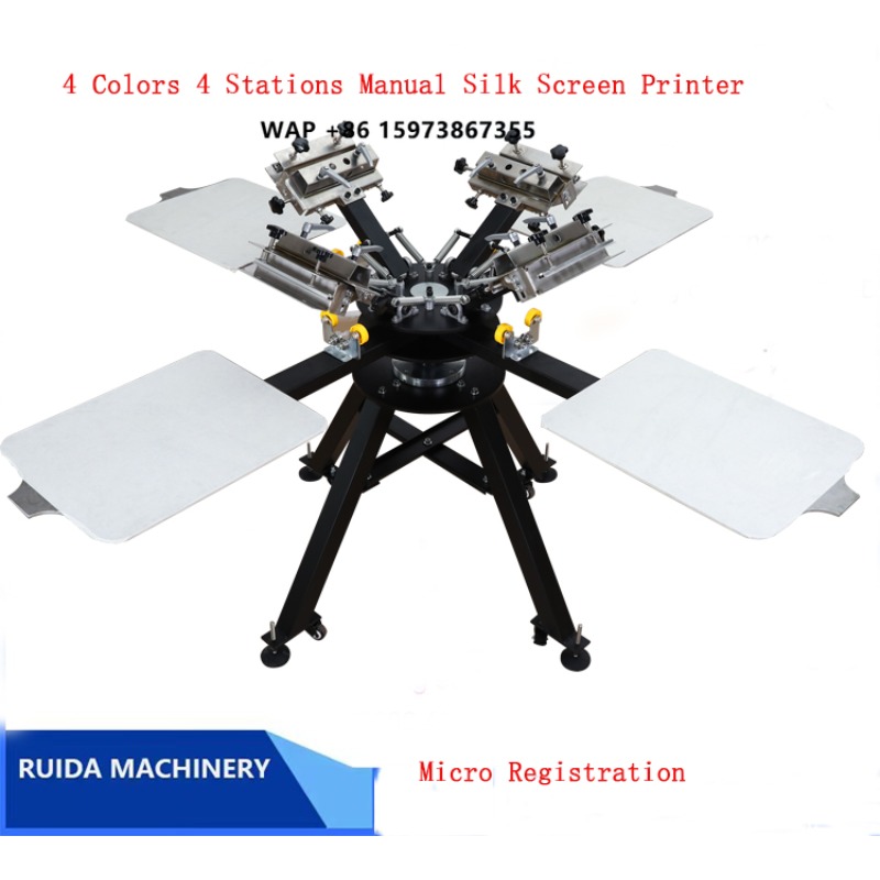 Silk Screen Printing - Döner Tekstil Baskı Makinesi 4 Renk